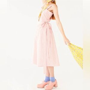 bando Checkered Easy Wrap Midi Skirt Size L Retro Coquette Gingham